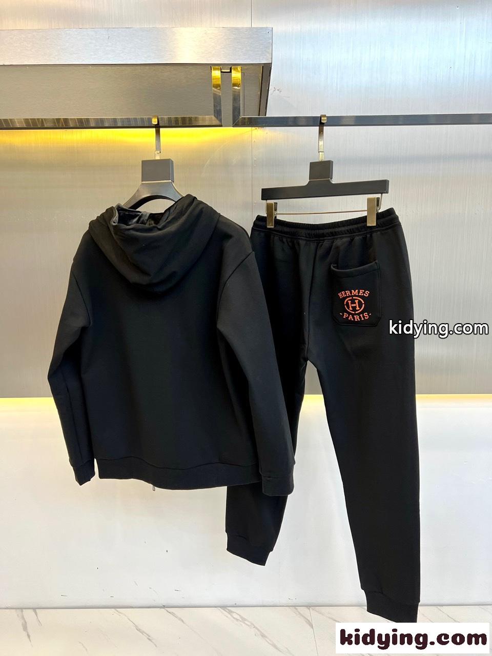 エルメス セットアップ 偽物 ジップパーカー×スウェットパンツ 上下セット-4