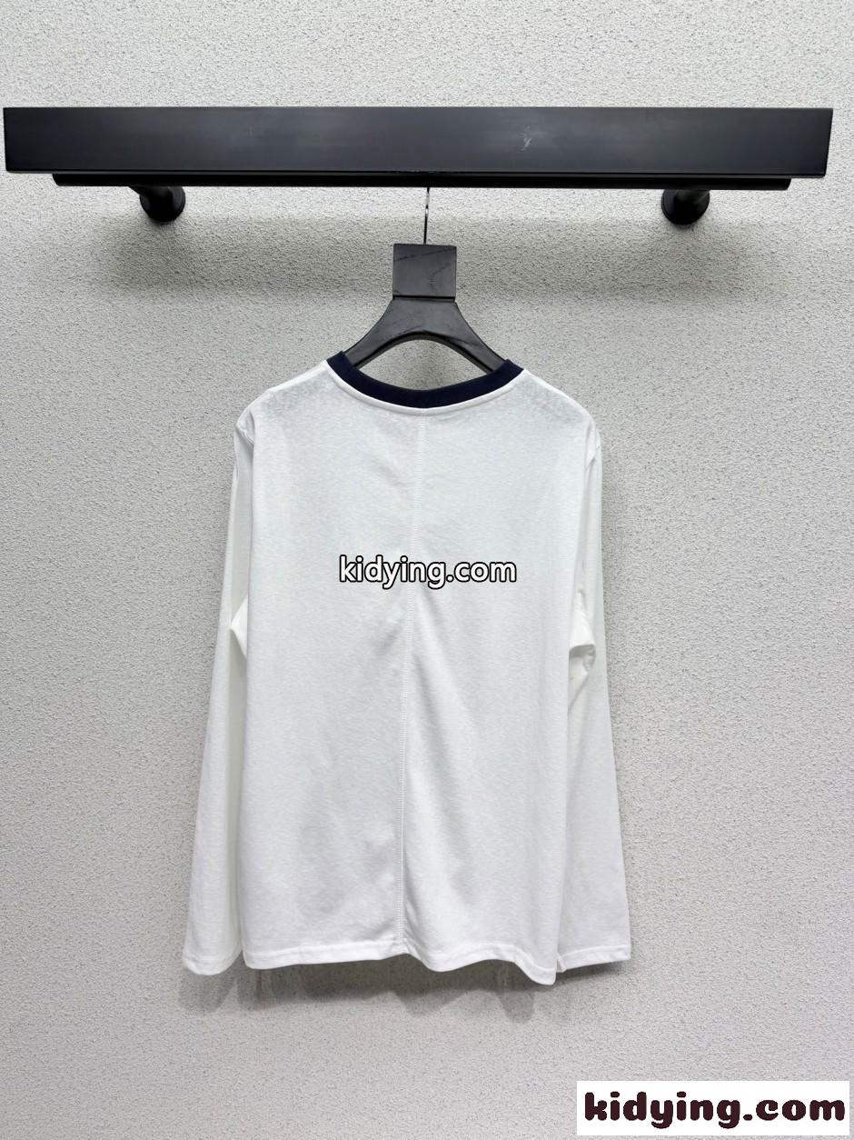 シンプル カジュアル コットン 長袖Tシャツ プラダ Tシャツ コピー クルーネック-2