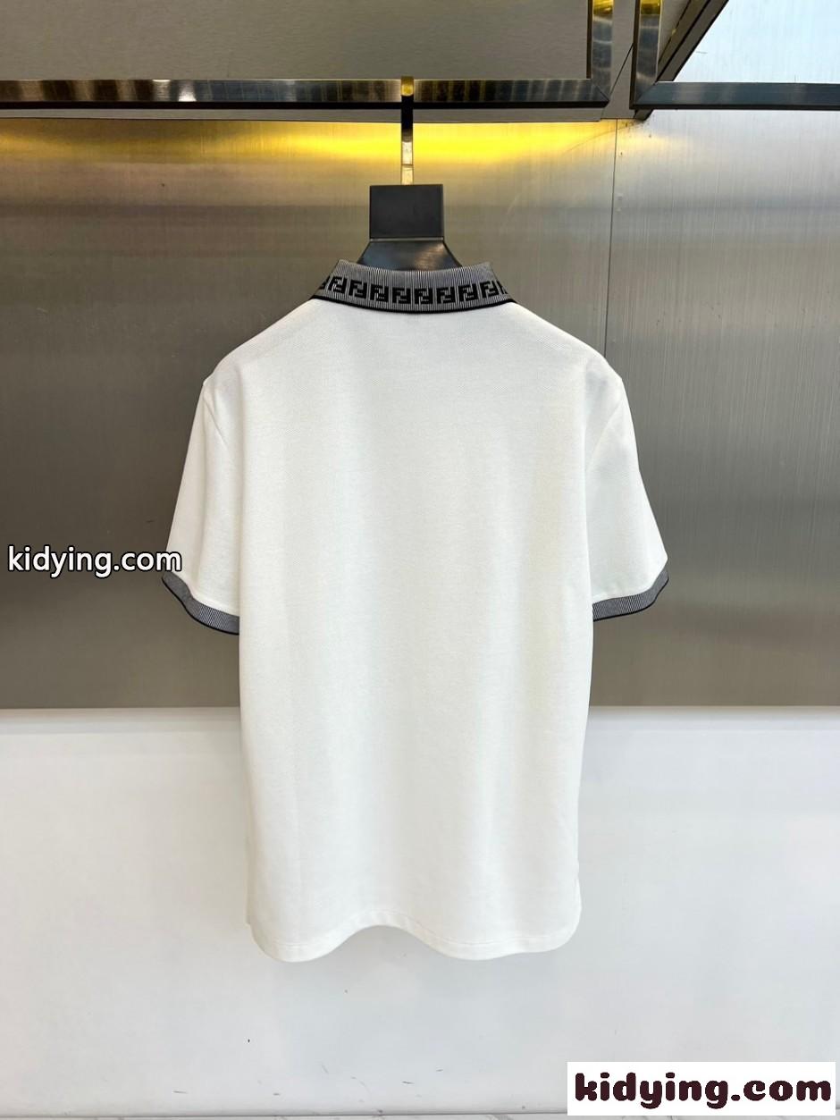 洗練された カジュアル フェンディ Tシャツ 偽物 半袖ポロシャツ ホワイト-4