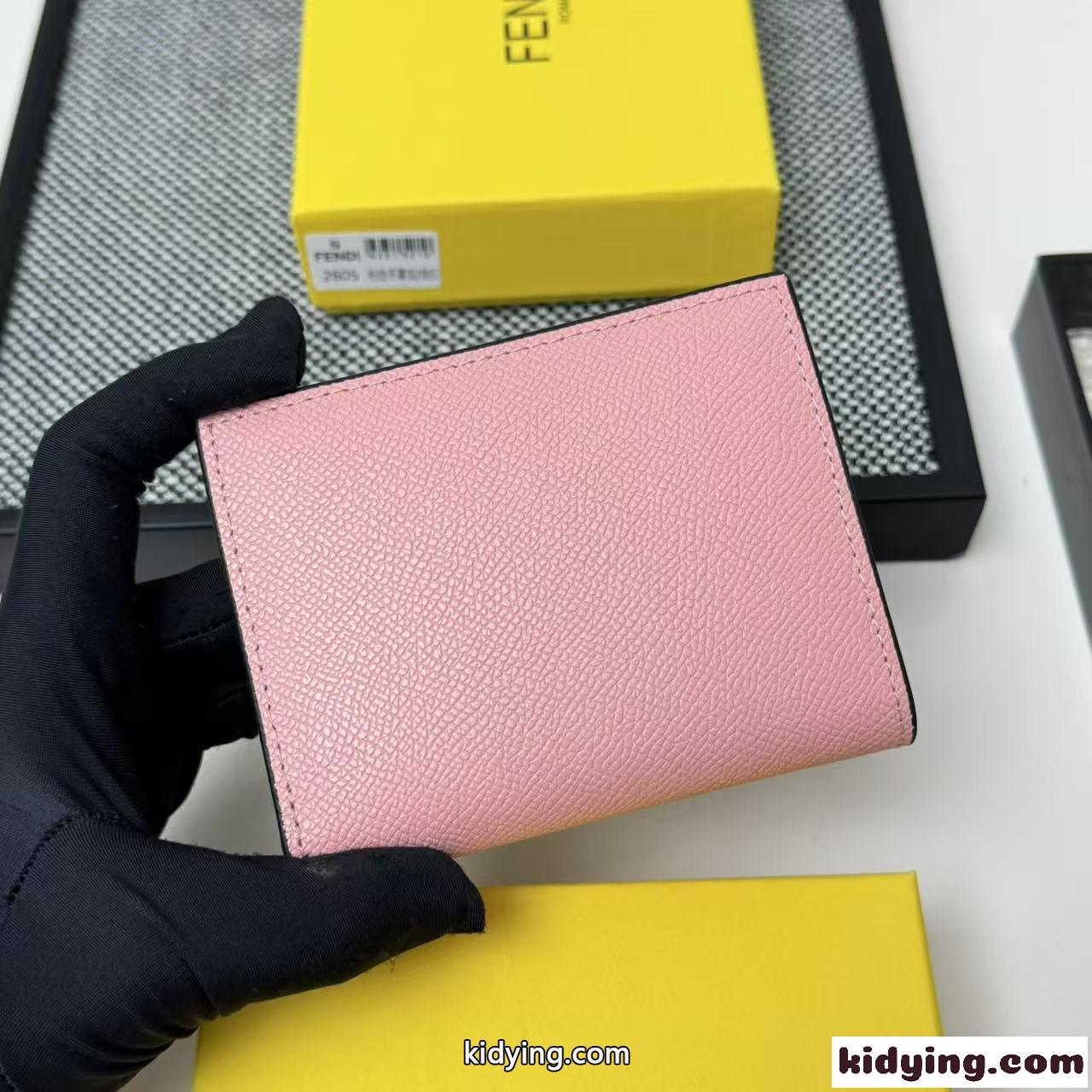 シンプル 小銭入れ付き 2つ折り財布 フェンディ 財布 スーパーコピー ピンク-1