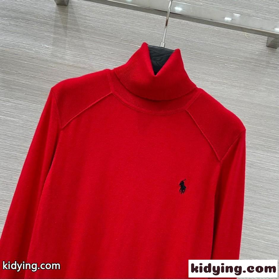 ラルフローレン セーター 偽物 上品 洗練された タートルネック プルオーバー ウール レッド-0