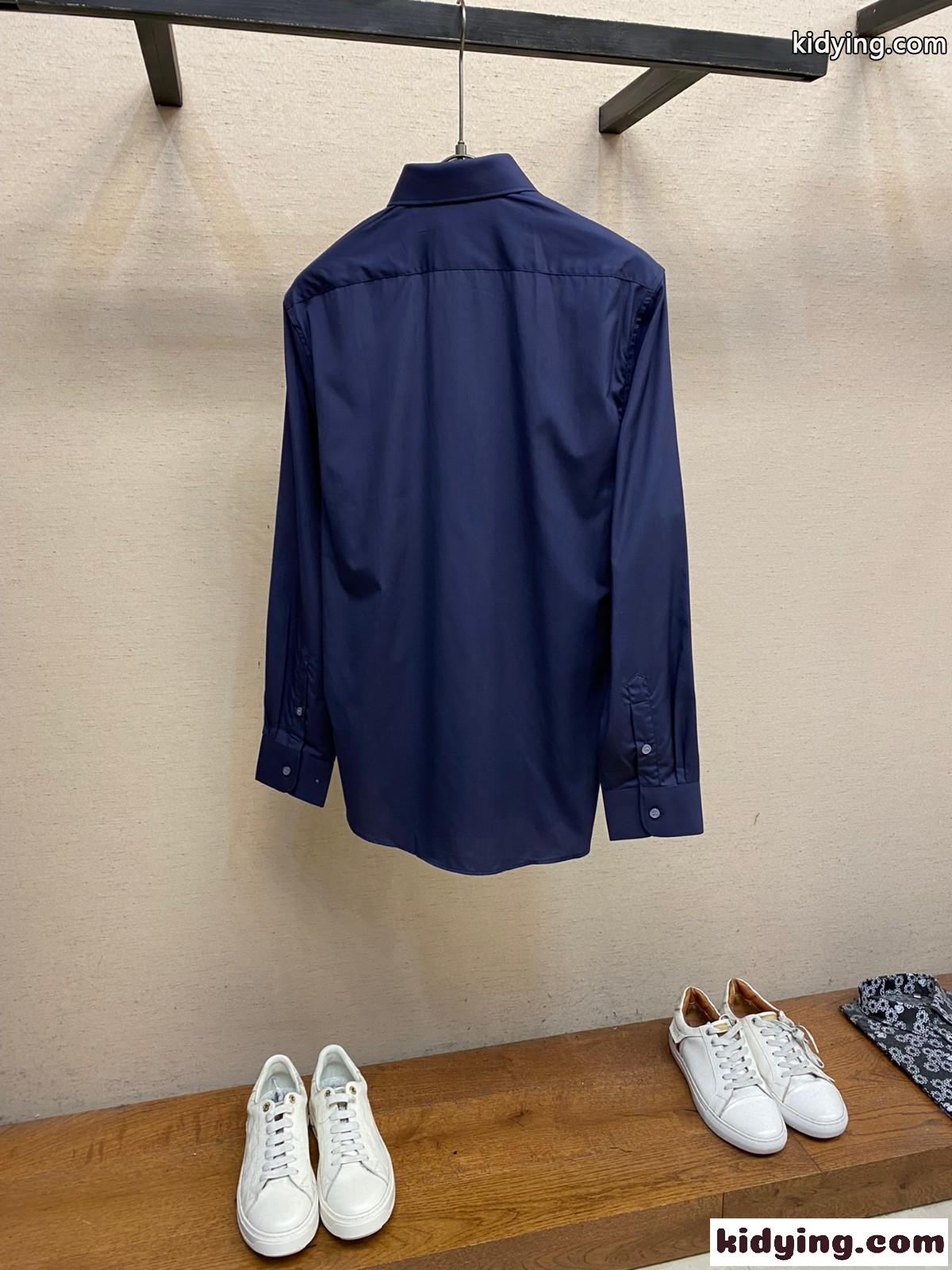 シンプル ダブルG コットン トップス グッチ シャツ コピー ネイビー-1