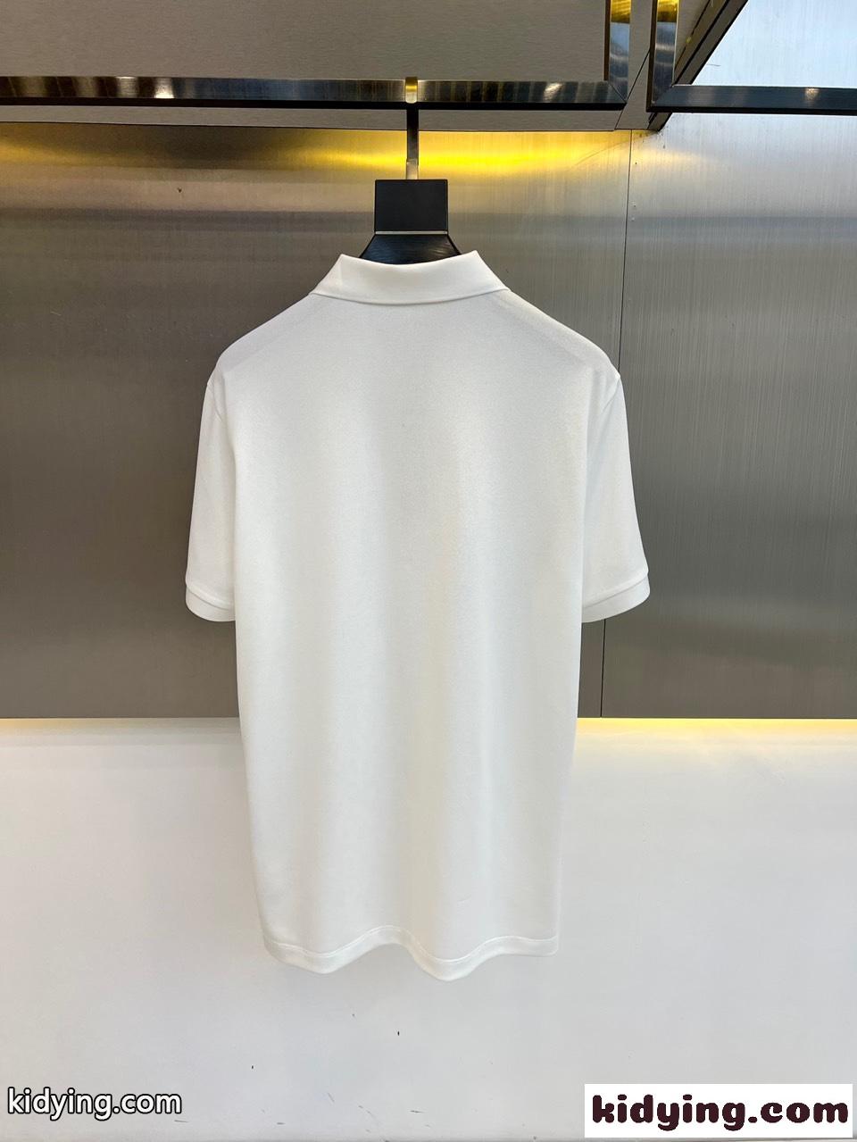 クラシック バーバリー 半袖Tシャツ コピー コットンピケ ポロシャツ ホワイト-4