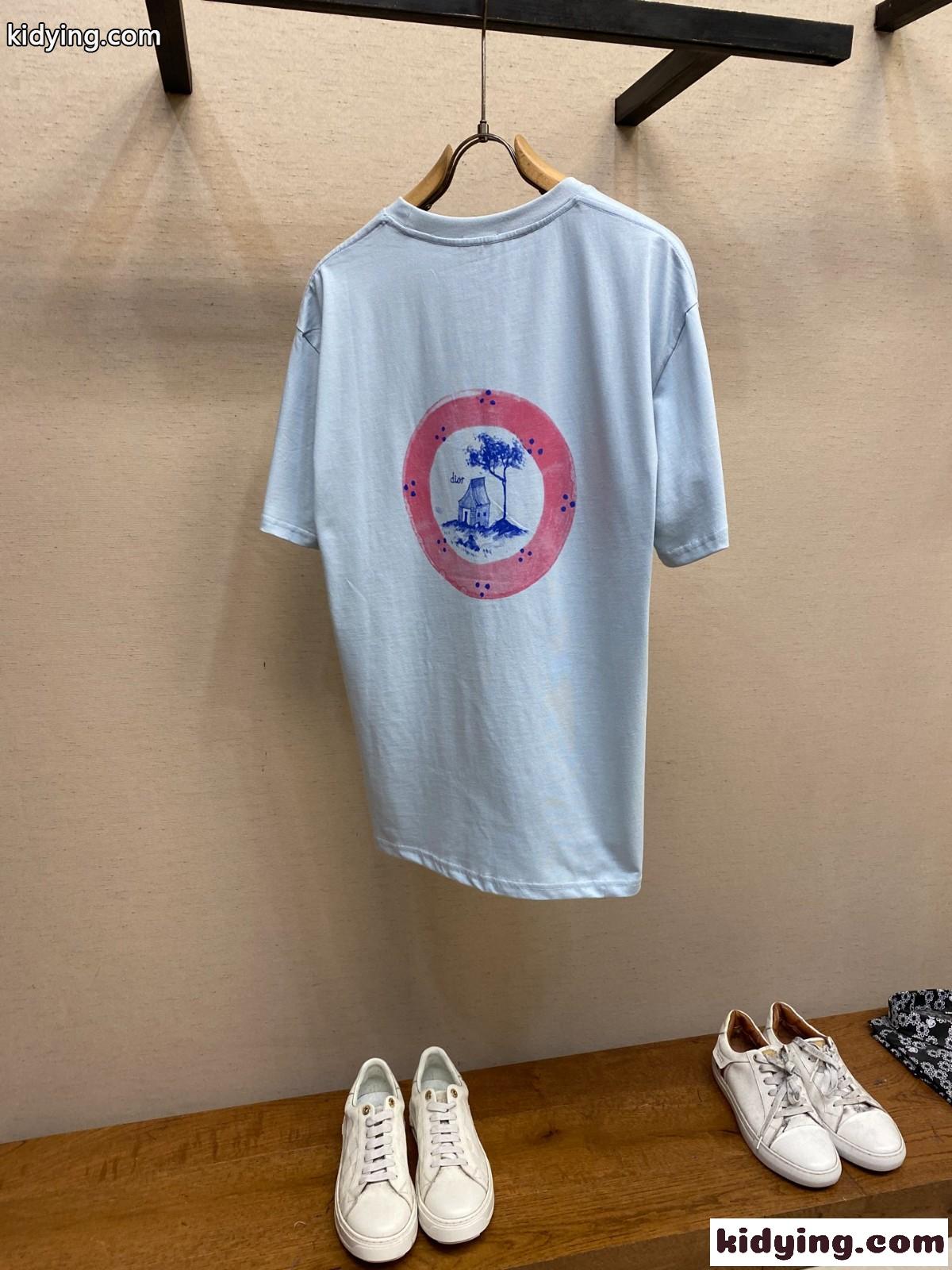 DIOR AND HYLTON NEL Tシャツ クリスチャン・ディオール Tシャツ コピー ブルー-1