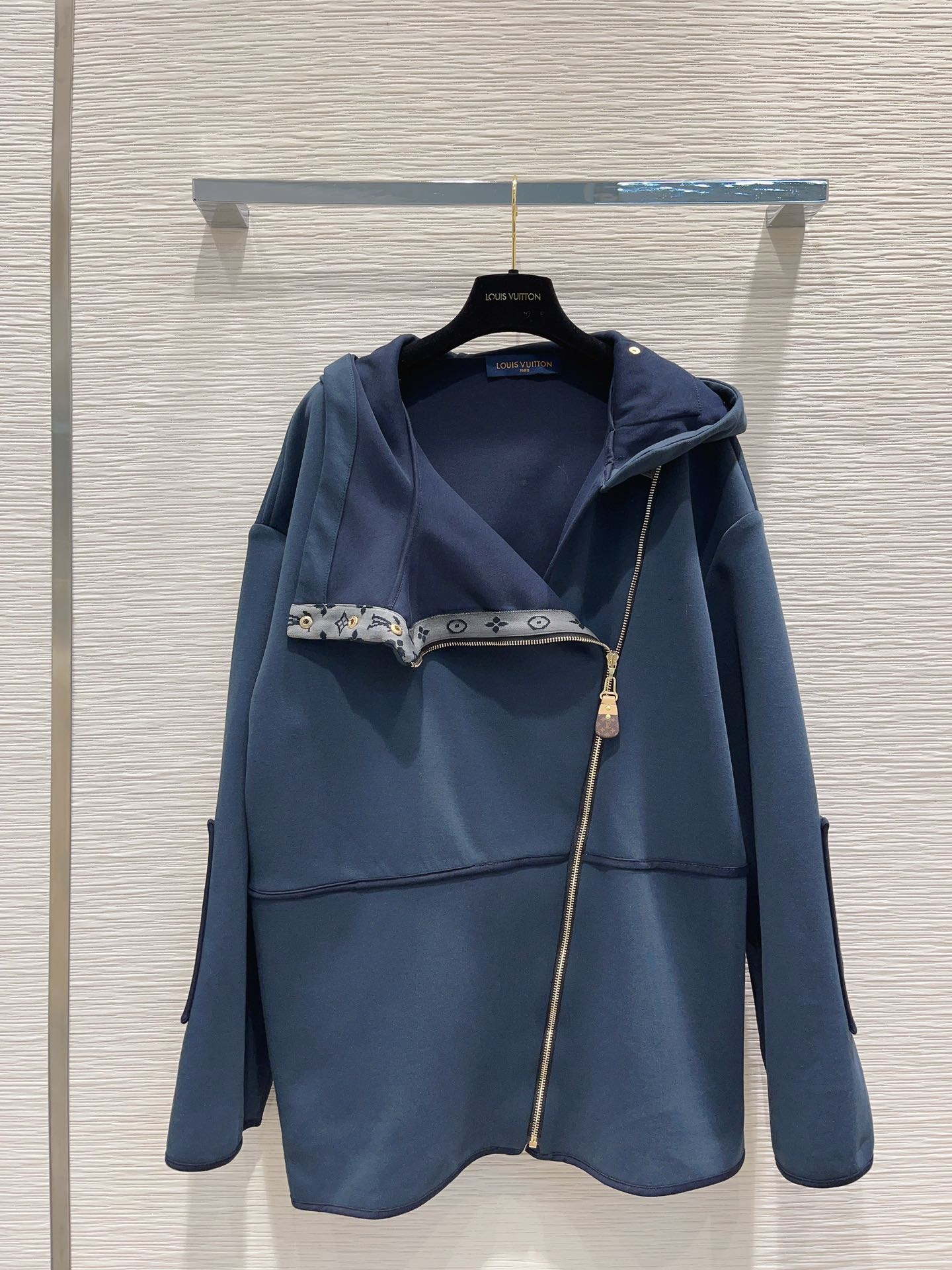 カジュアル モノグラムアクセントニットコート ルイヴィトン ジャケット 偽物 ブルー-1