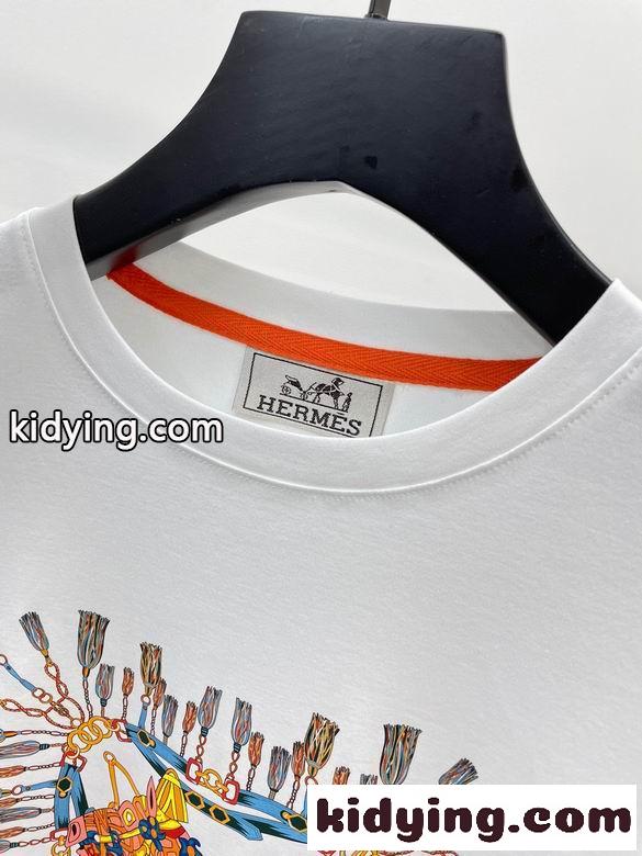 エルメス 半袖tシャツ コピー クルーネック 春夏 定番 合わせやすい プリント 着心地いい トップス-3