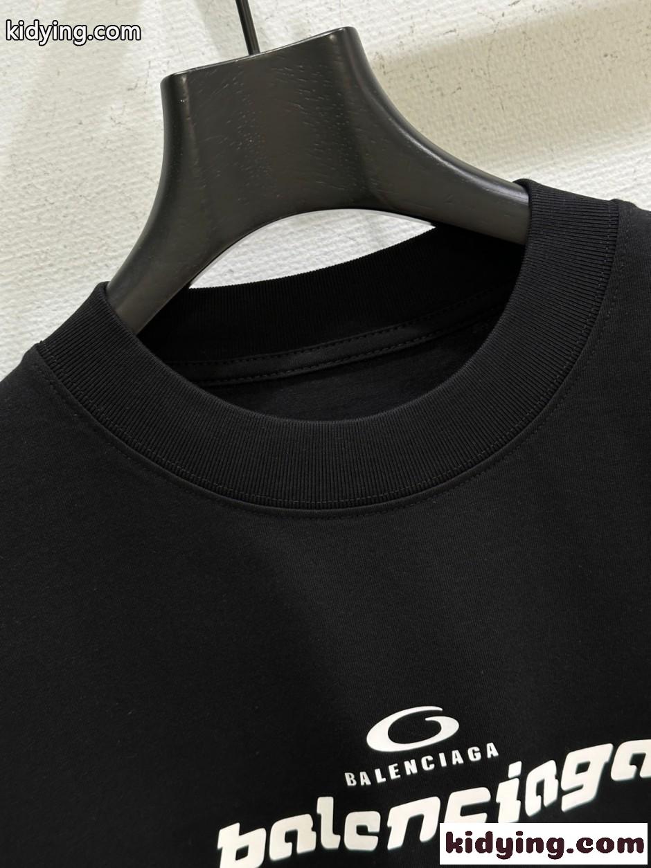 定番 ロゴ コットン 半袖Tシャツ バレンシアガ Tシャツ コピー ブラック-1