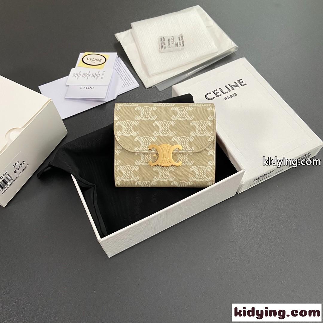 N級品 トリオンフキャンバス セリーヌ 財布 スーパーコピー 3つ折り財布 グリーン-0