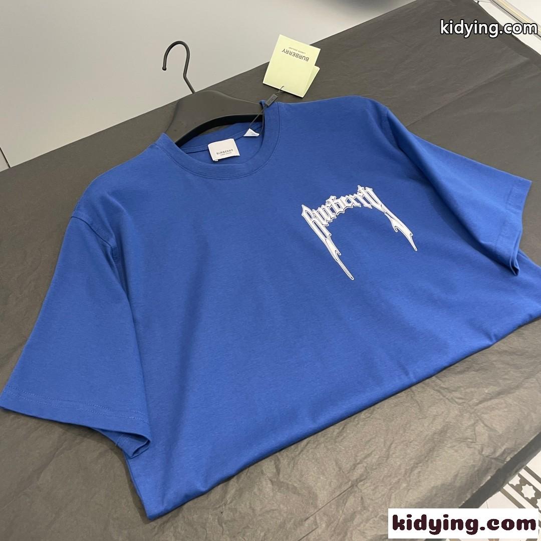 ベーシック ロゴプリント コットンTシャツ バーバリー Tシャツ コピー ブルー-3