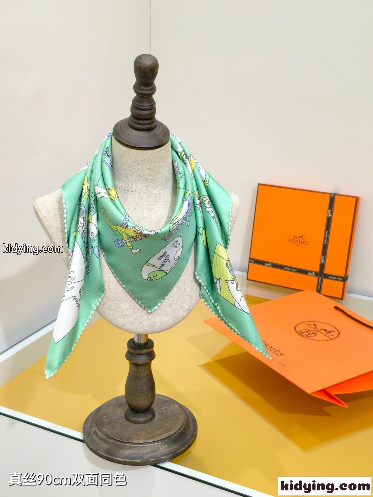 人気 上品 エルメス カレ リブレ スカーフ スーパーコピー シルク グリーン-4