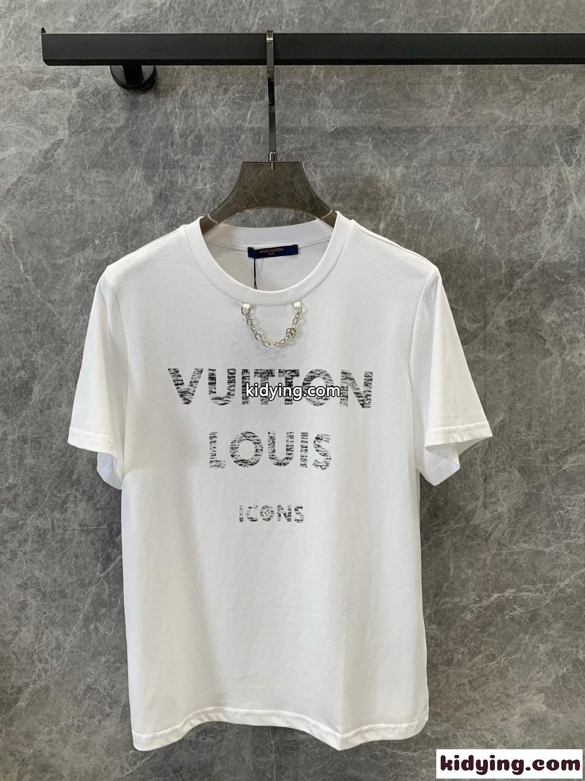 人気 ロゴプリント コットン Tシャツ ルイ・ヴィトン 半袖Tシャツ コピー ホワイト-0