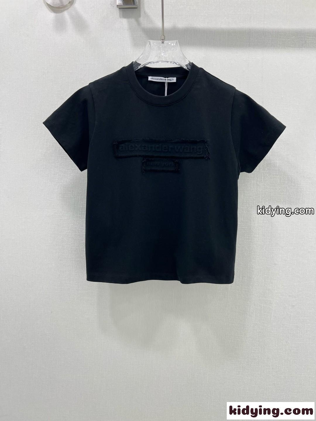 カジュアル 合わせやすい コットン 半袖Tシャツ アレキサンダーワング Tシャツ コピー ブラック-1