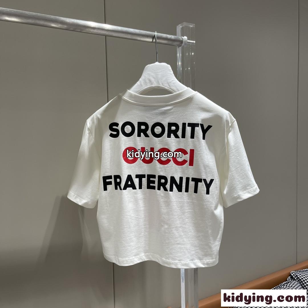 Sorority Gucci Fraternity プリント コットン T シャツ グッチ Tシャツ コピー クロップド-1
