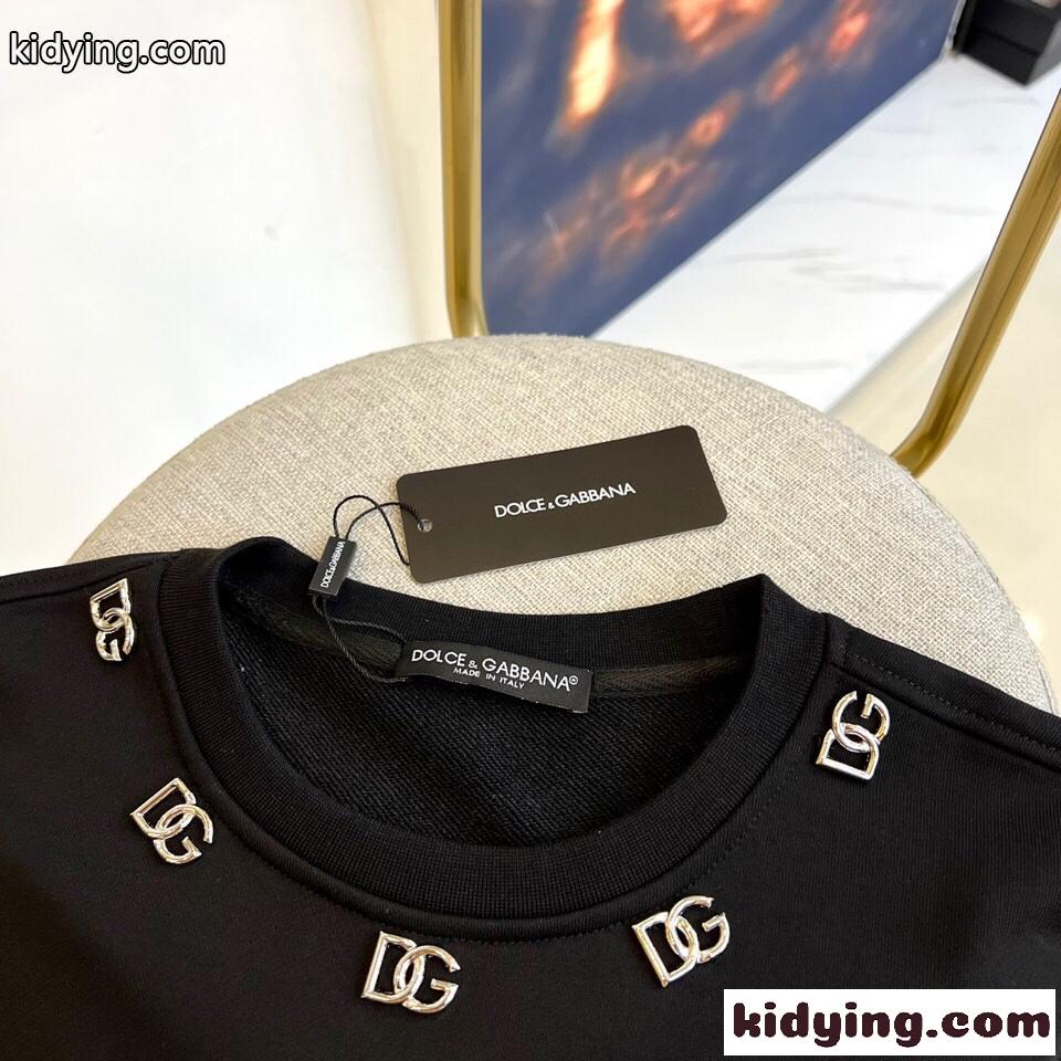 DGロゴ クルーネック スウェットシャツ ドルチェ&ガッバーナ Tシャツ コピー ブラック-2
