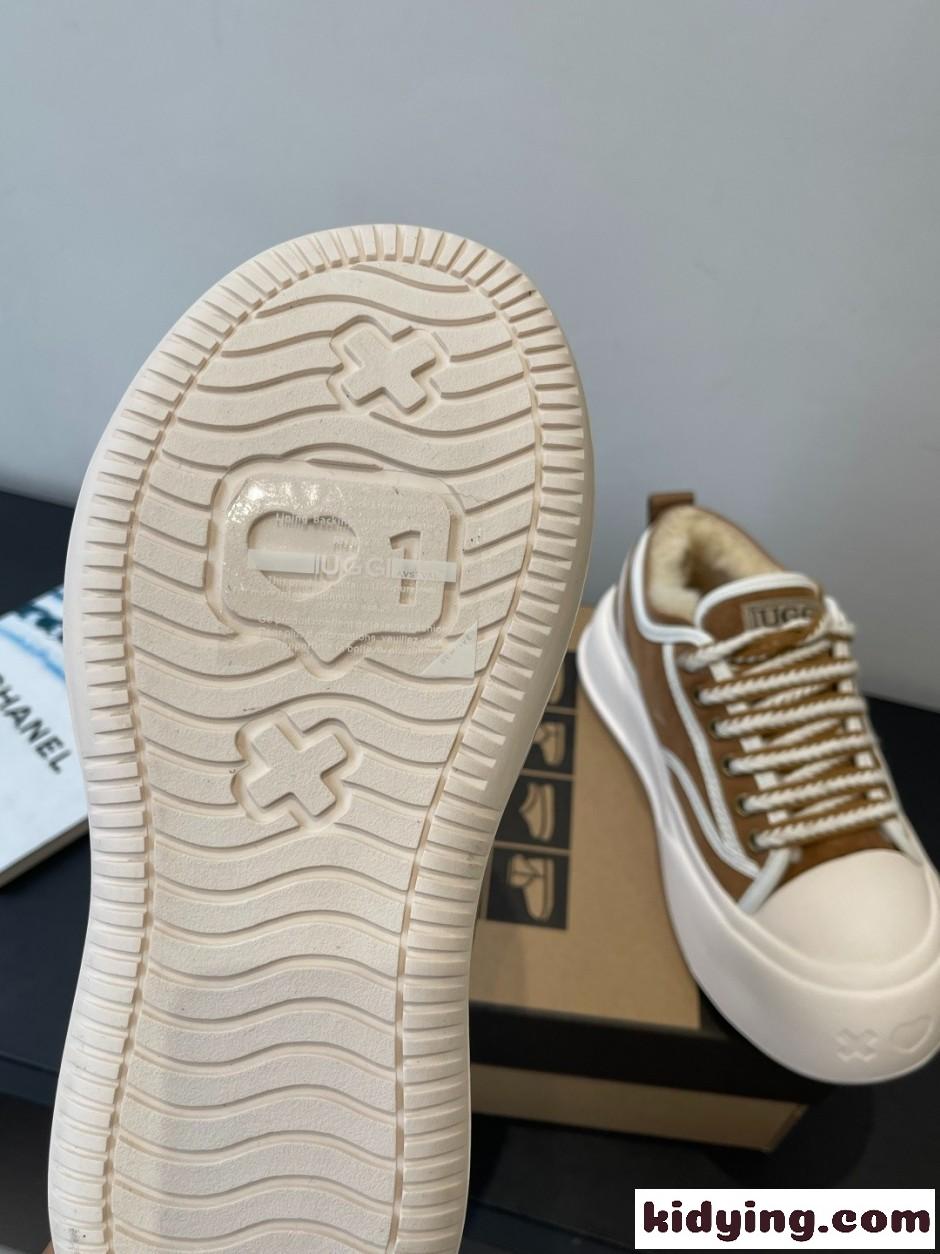 UGG カジュアル プラットフォームスニーカー アグ スニーカー 偽物 ブラウン-3