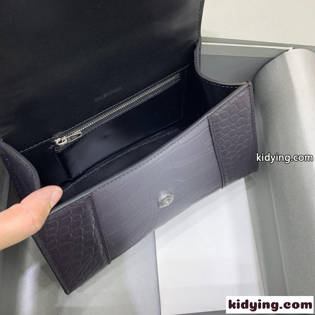 HOURGLASS スモール ハンドバッグ クロコダイル型押し バレンシアガ バック コピー レディース ブラック-4