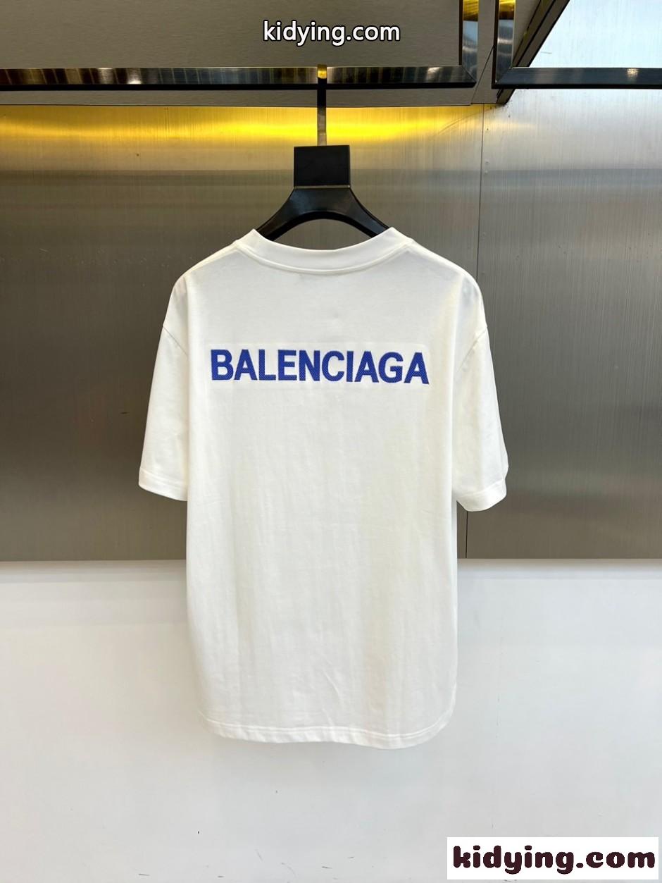 シンプル ロゴ コットン 半袖Tシャツ バレンシアガ Tシャツ 偽物 ホワイト-4