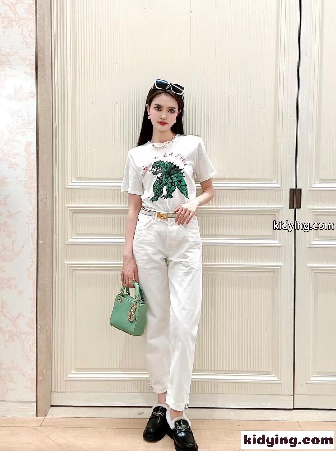 Dragon コットン & リネン 半袖Tシャツ クリスチャン・ディオール Tシャツ コピー ホワイト-3