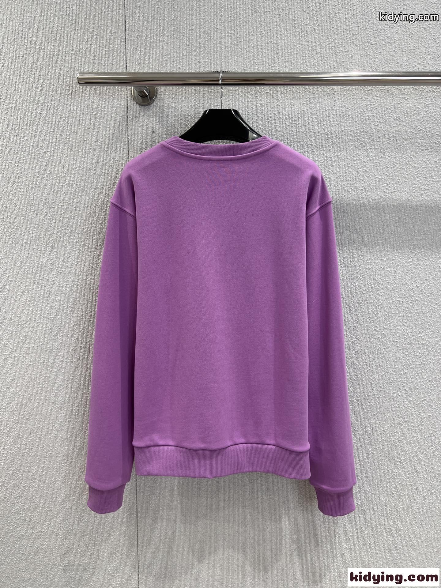定番 カジュアル コットン スウェットシャツ セリーヌ Tシャツ 偽物 パープル-0