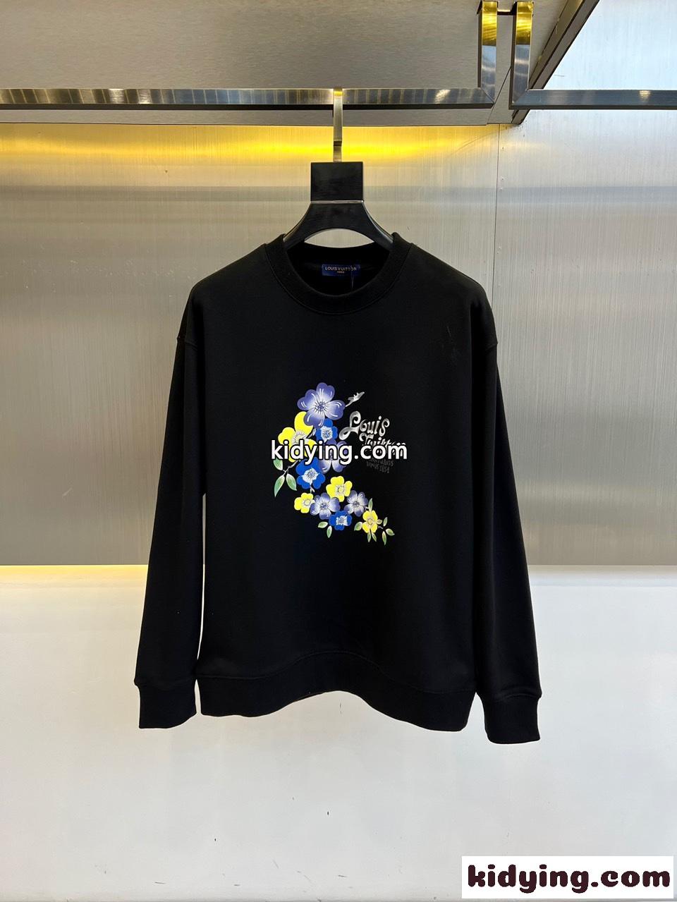 カジュアル 合わせやすい ルイヴィトン Tシャツ コピー スウェットシャツ ブラック-0