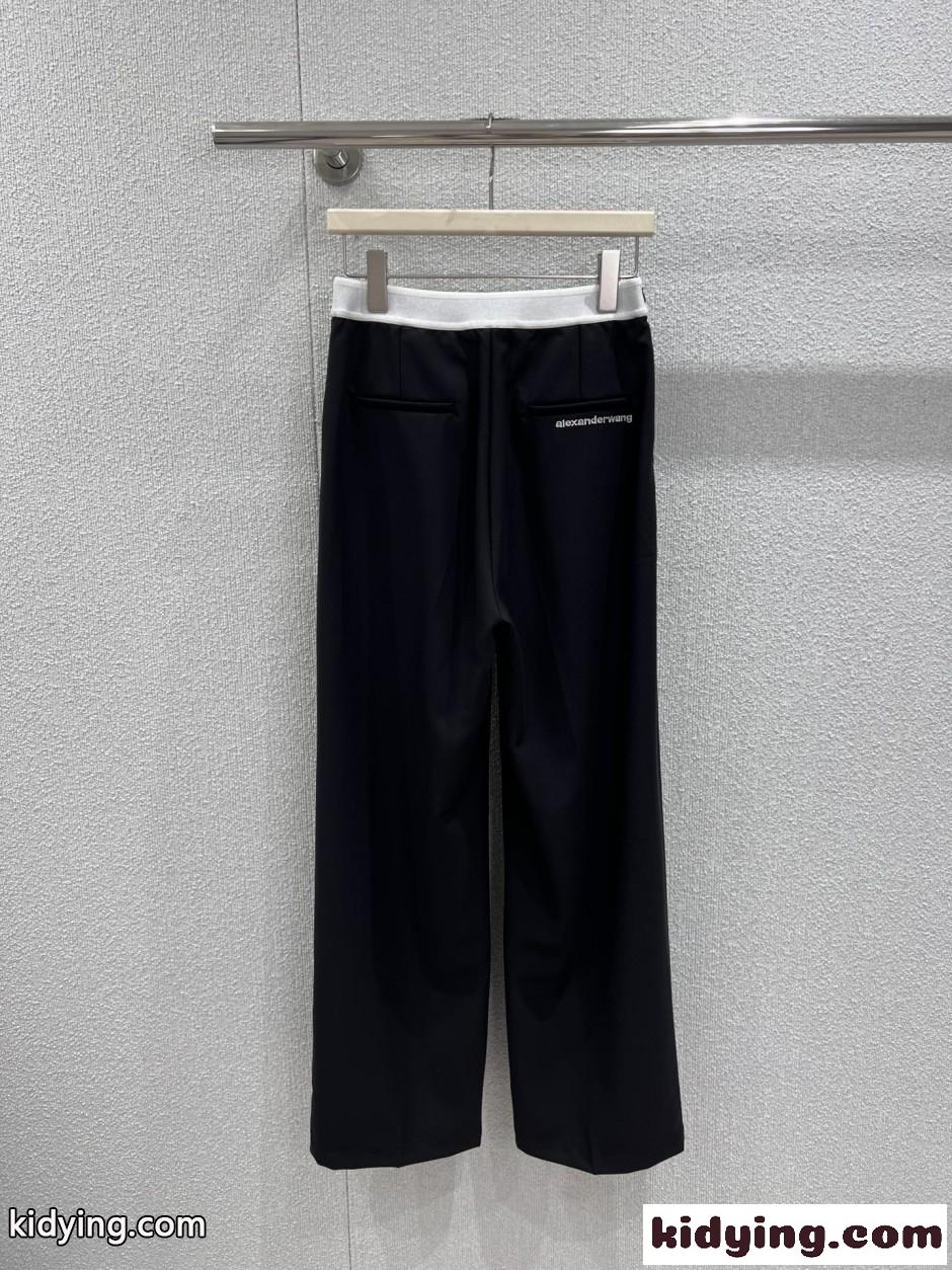 人気 ロゴ センタープレス トラウザーズ アレキサンダーワング パンツ 偽物 ブラック-1
