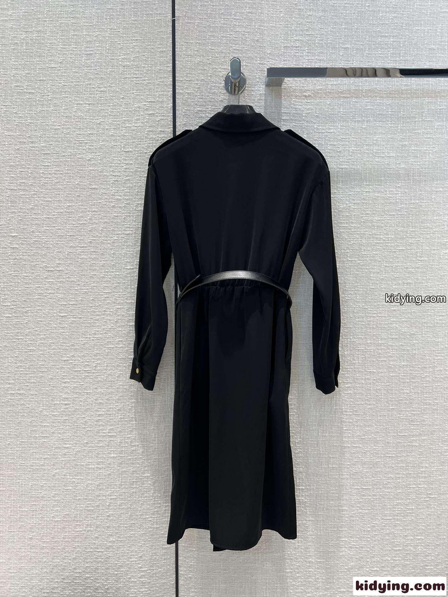 上品 無地 カジュアル 通勤 ベルト付き セリーヌ ワンピース コピー シャツワンピース-5