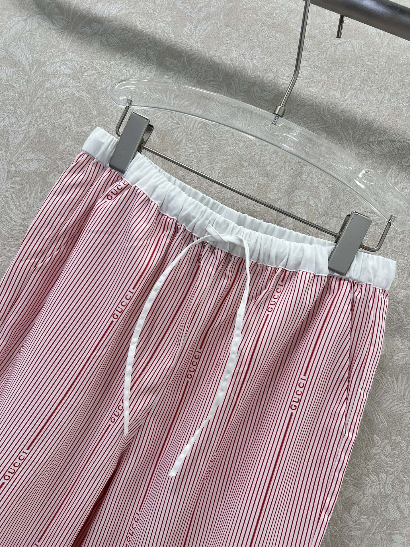 春夏 爽やか ストライプ ドロストパンツ グッチ パンツ コピー ピンク-0