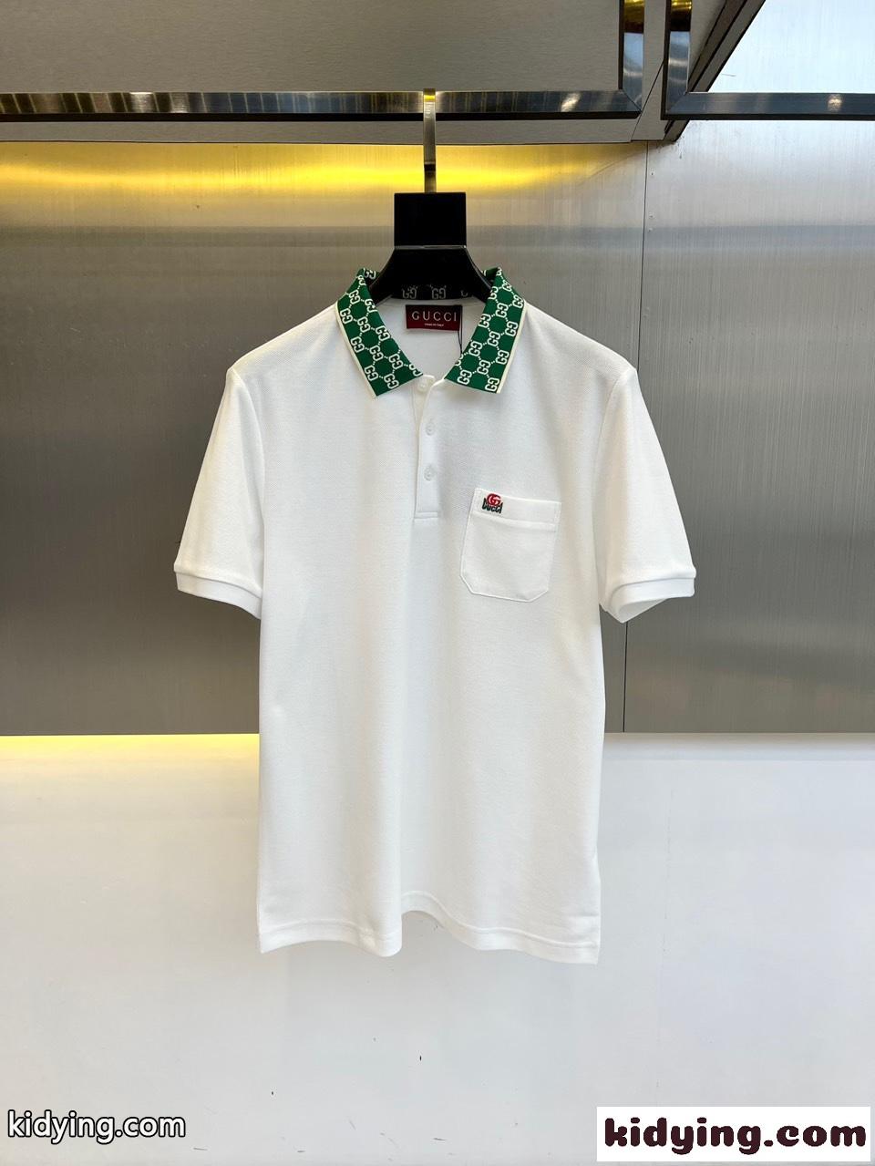 上品 カジュアル コットンピケ 半袖ポロシャツ グッチ Tシャツ 偽物 ホワイト-0