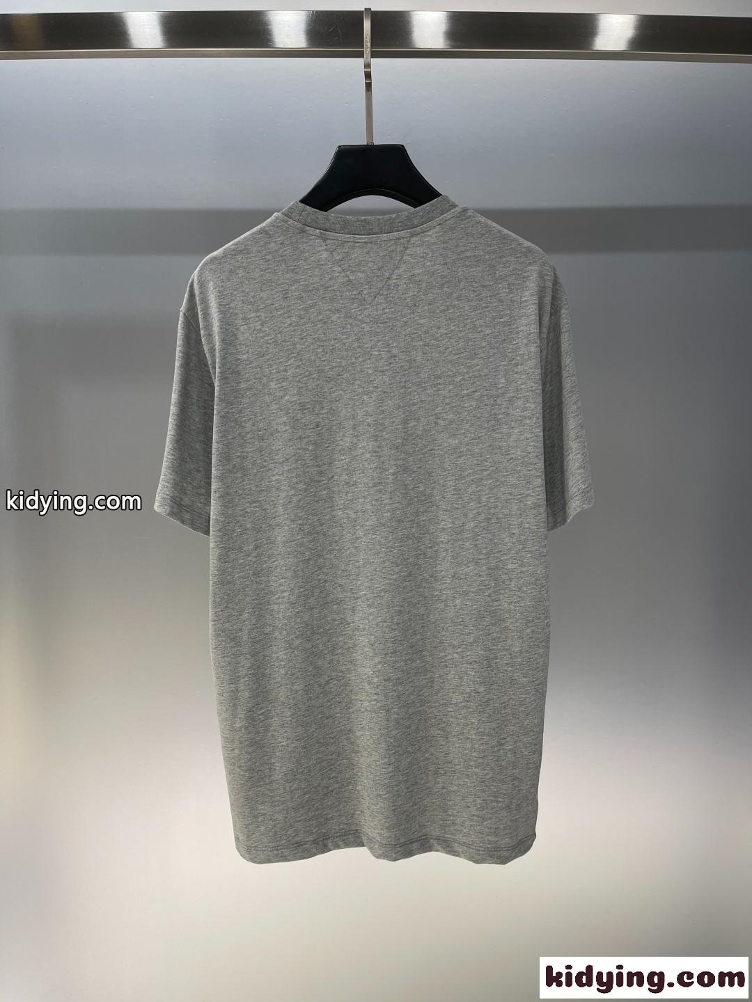 ユニセックス クラッシュド プリント 半袖Tシャツ ボッテガ・ヴェネタ Tシャツ コピー グレー-3