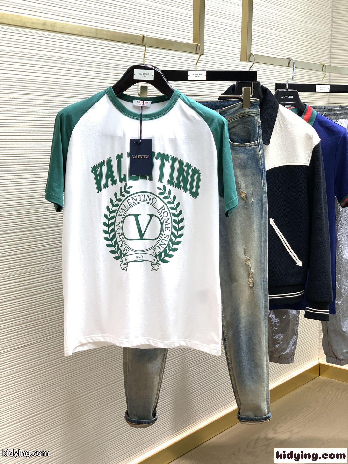 ユニセックス ヴァレンティノ Tシャツ コピー メゾン プリント クルーネック コットン 半袖Tシャツ-0