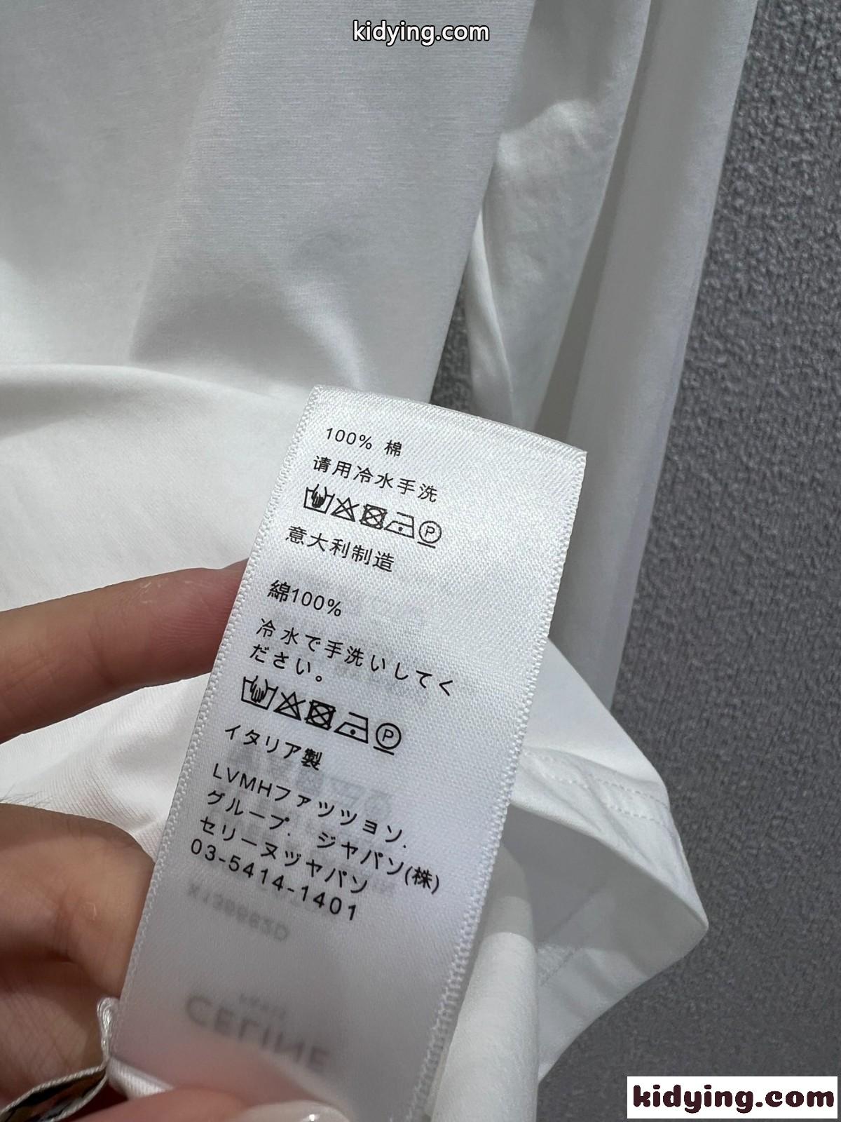 シンプル コットン 長袖Tシャツ セリーヌ Tシャツ コピー クルーネック ホワイト-4