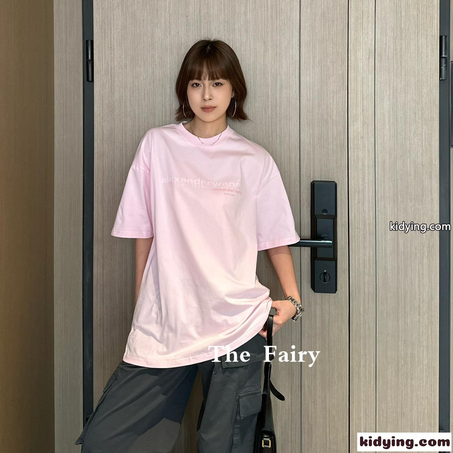 オーバーサイズ 半袖Tシャツ アレキサンダーワング Tシャツ コピー コットン ピンク-2