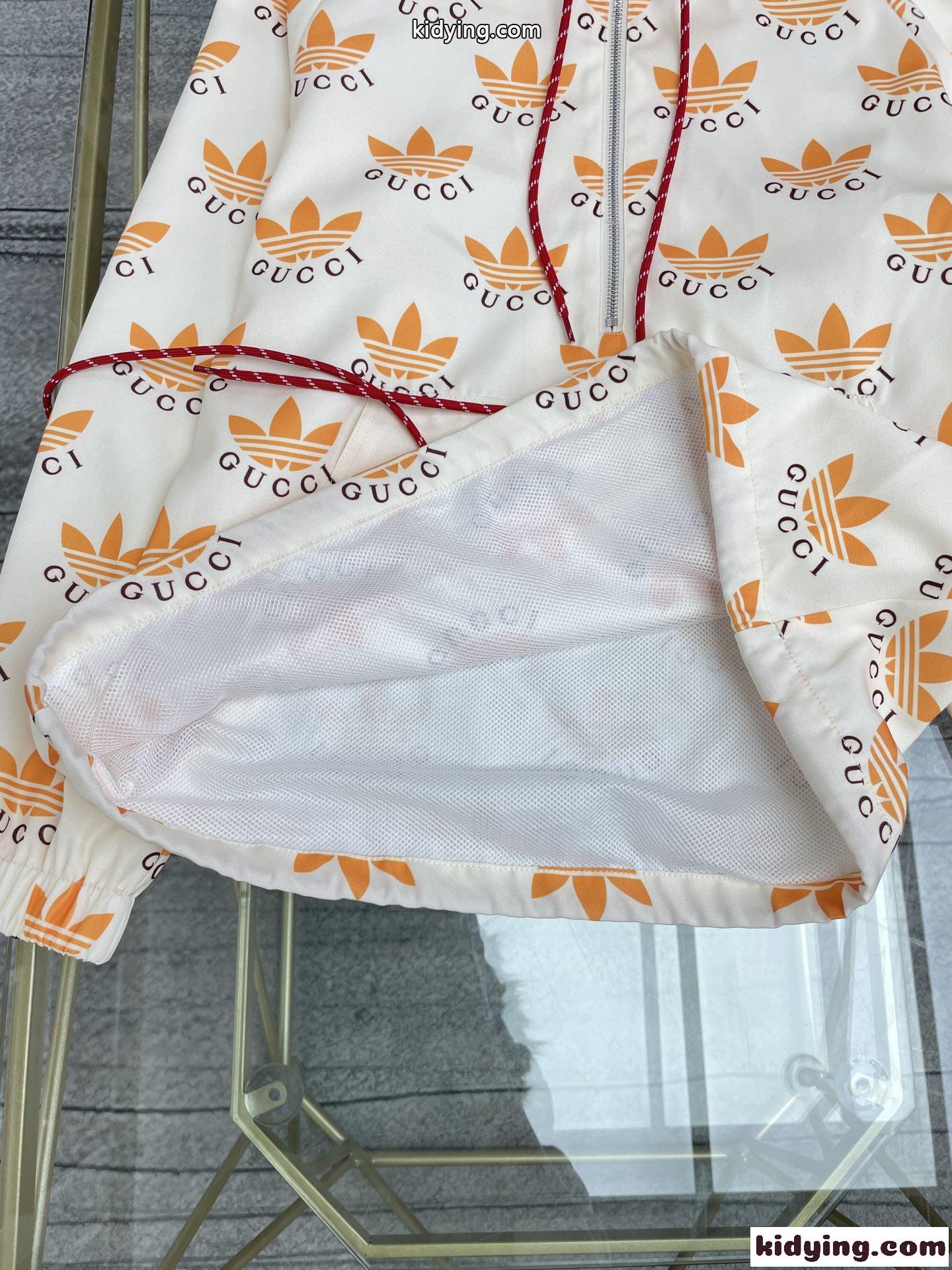 注目コラボ& adidas x Gucci トレフォイル プリント ジャケット グッチ ジャケット コピー 長袖 日焼け止め-3