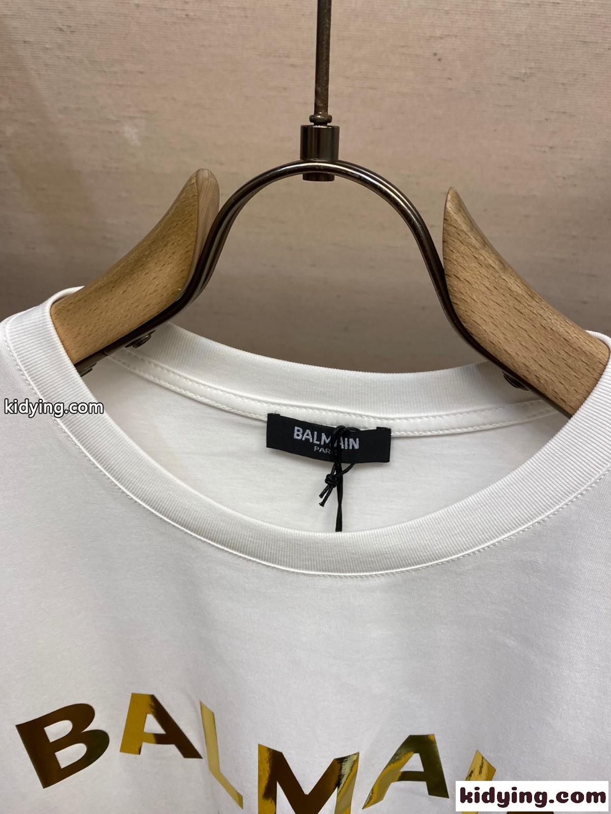 シンプル バルマン Tシャツ コピー ロゴ入り クルーネック 半袖Tシャツ ホワイト-0
