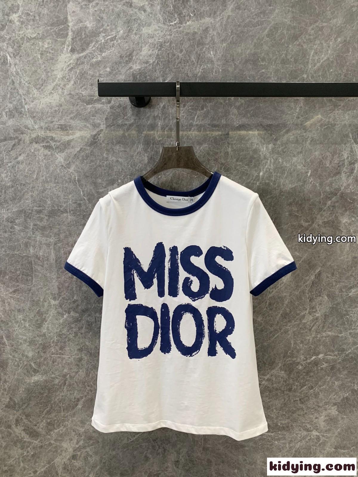 クリスチャン・ディオール Tシャツ コピー 人気 Miss Dior コットン 半袖Tシャツ-2