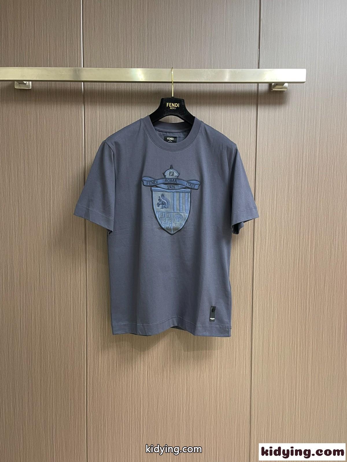 コットン 半袖クルーネックTシャツ フェンディ Tシャツ コピー カジュアル-0