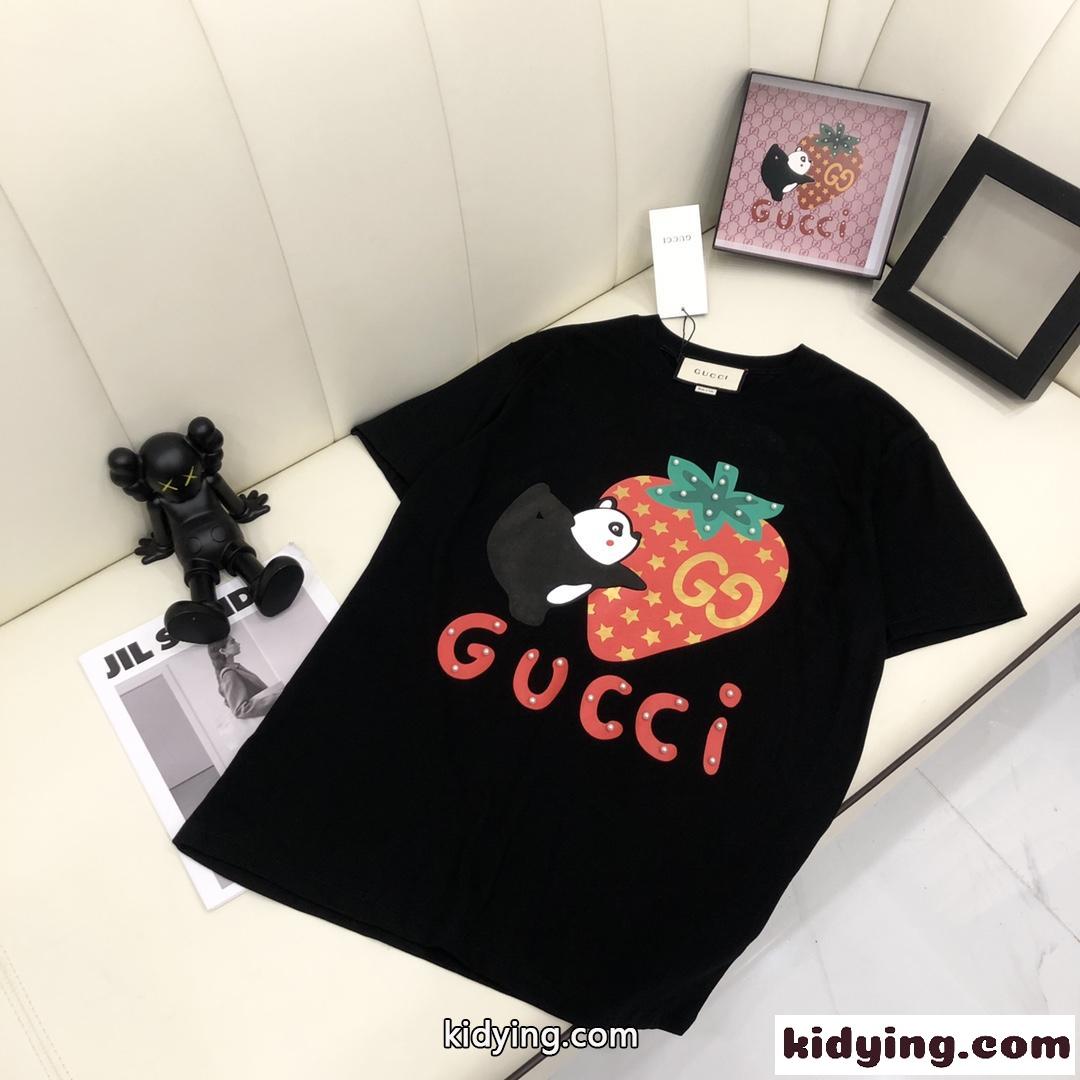 可愛い プリント クルーネック 定番 グッチ 半袖Tシャツ コピー コットン 着心地いい 春夏 トップス 2色 カジュアル-4