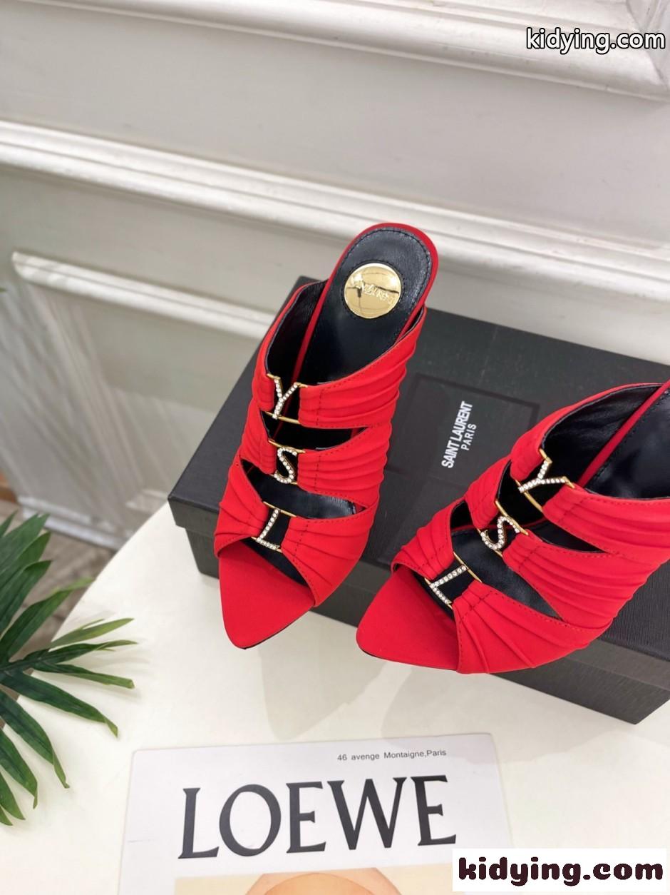 エレガント イヴ・サンローラン サンダル コピー YSL エミリー ミュール レッド-2