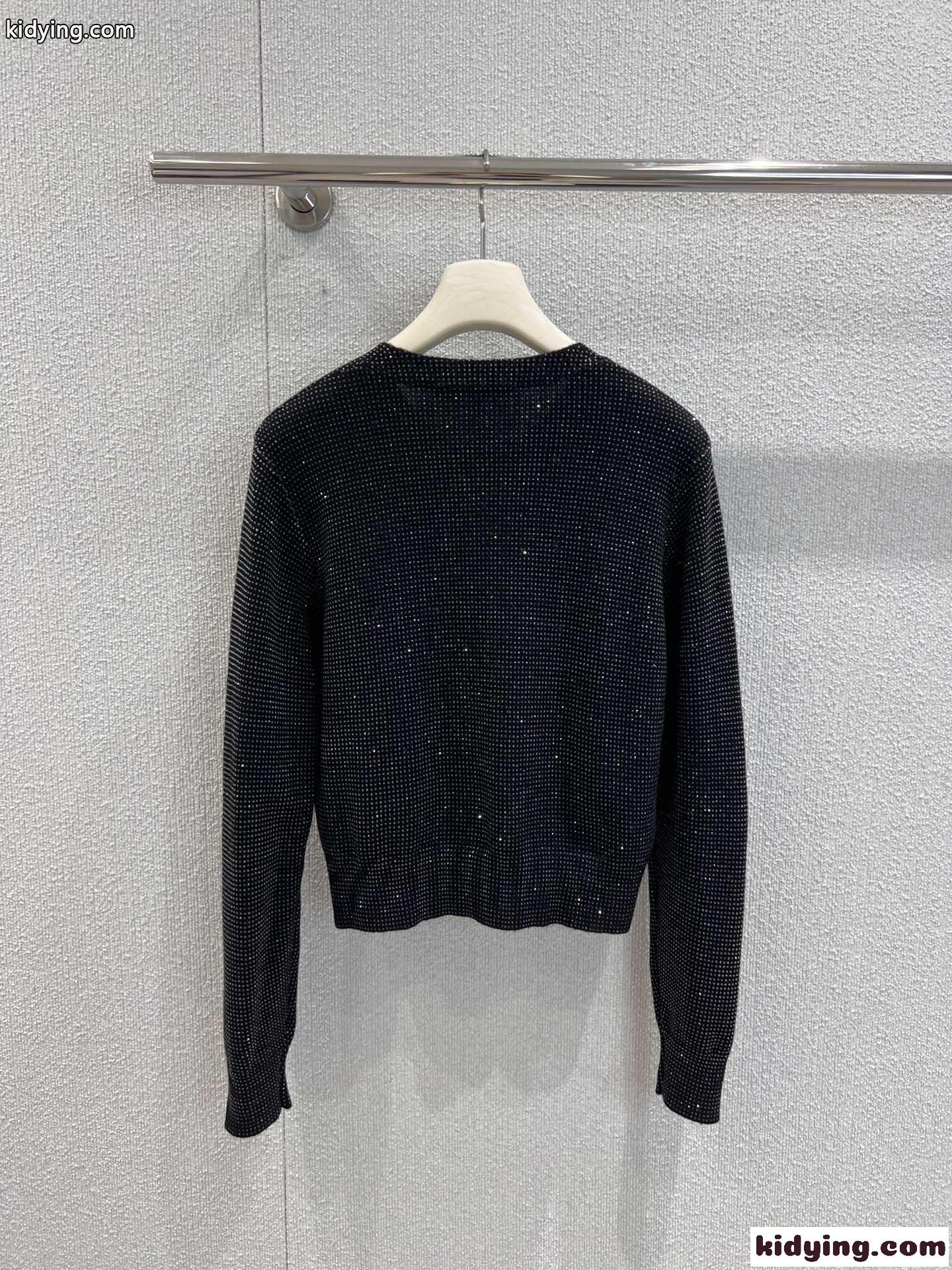 アレキサンダーワング ニット 偽物 ウールブレンド クルーネック カーディガン ブラック-1