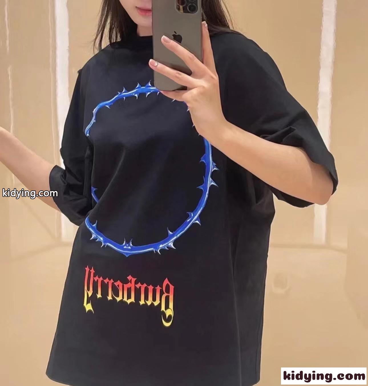 ユニセックス バーバリー Tシャツ コピー ソーン＆ロゴプリント コットン オーバーサイズTシャツ-4