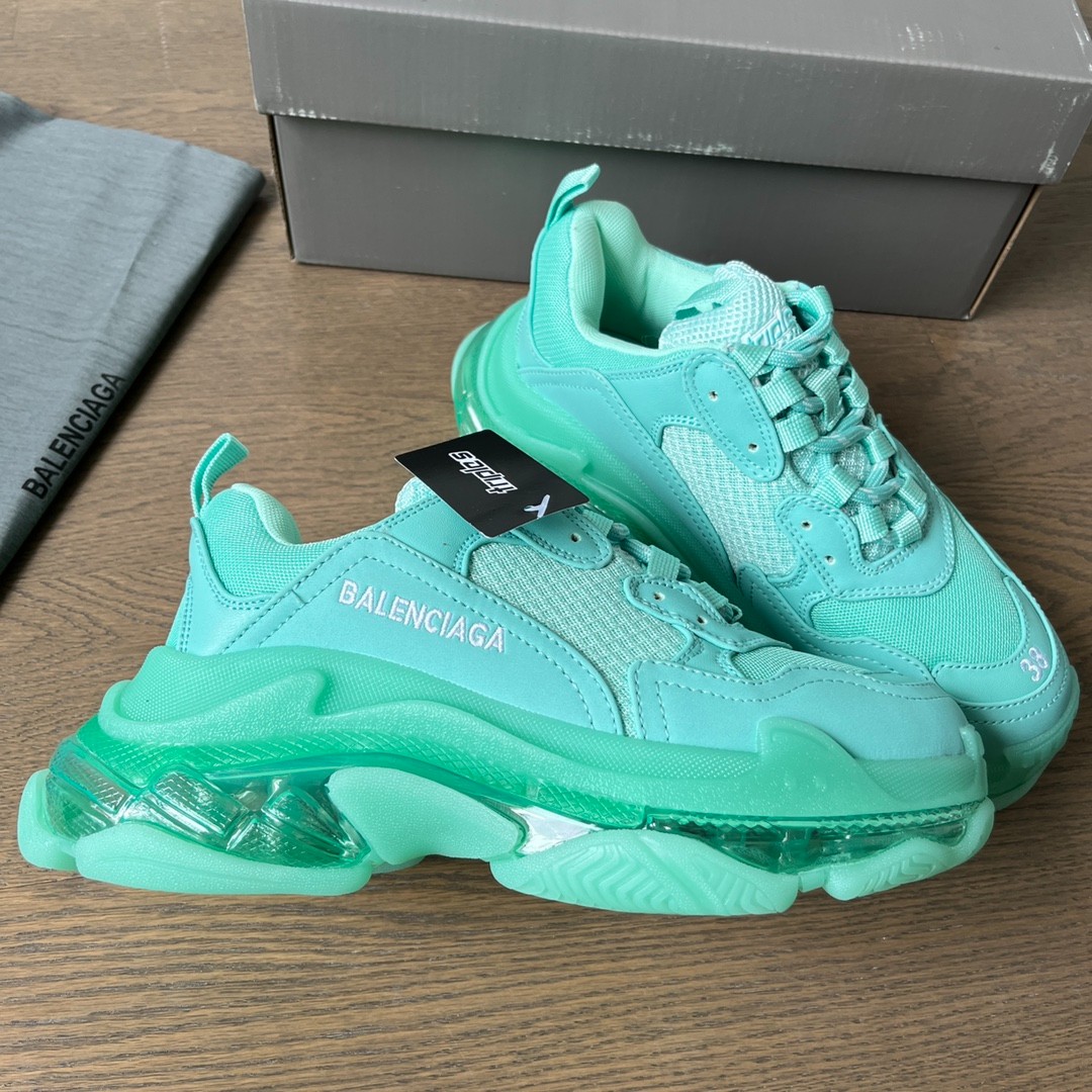 人気 軽量 Triple S Clear Sole バレンシアガ スニーカー スーパーコピー グリーン-0