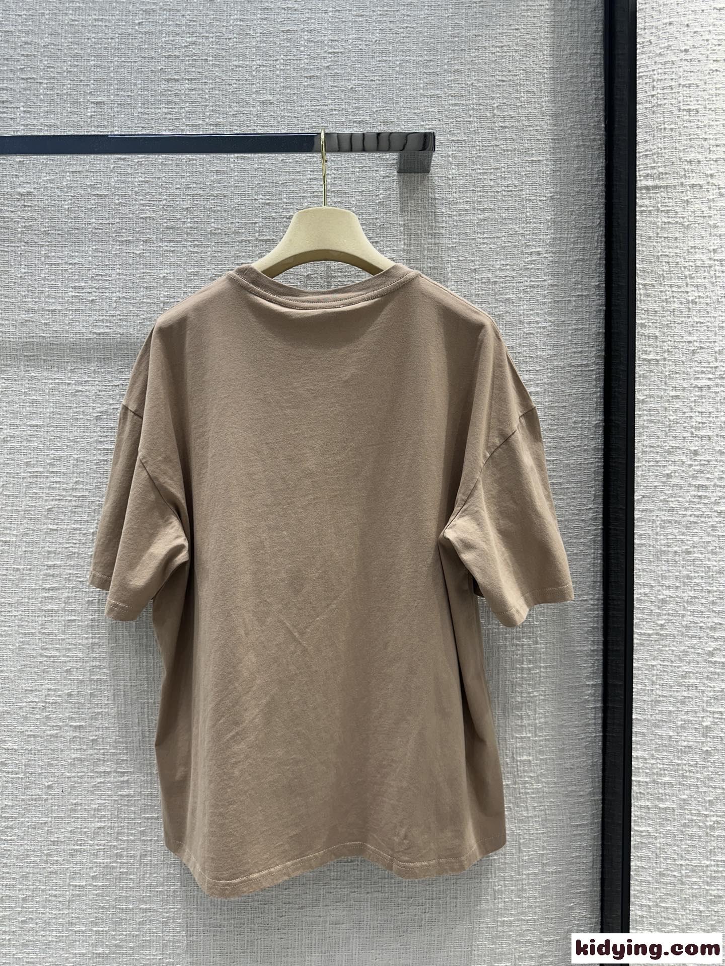 カジュアル ゆったり コットン 半袖Tシャツ ミュウミュウ Tシャツ コピー-4
