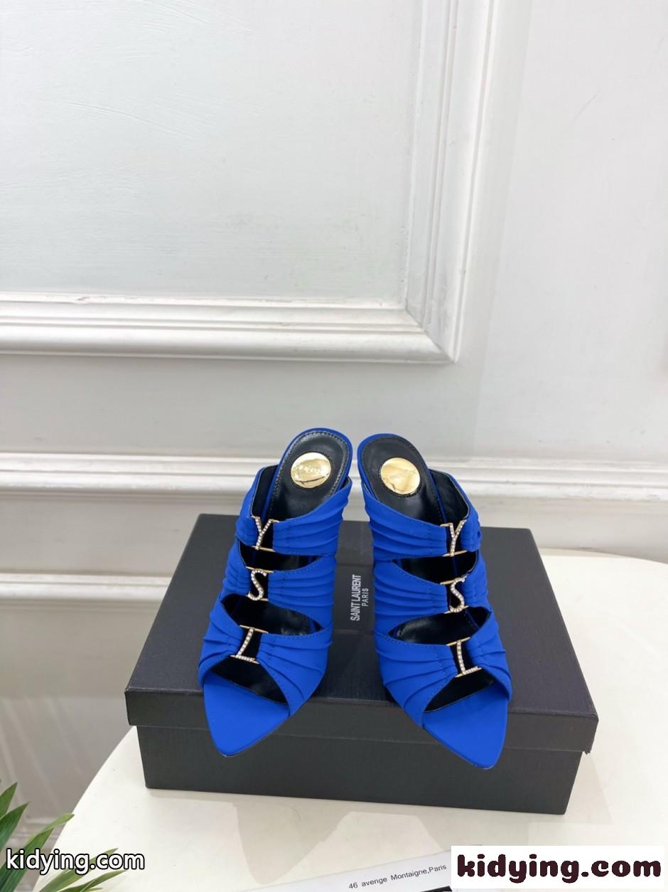 注目される YSL エミリー ミュール イヴ・サンローラン サンダル コピー ブルー-1