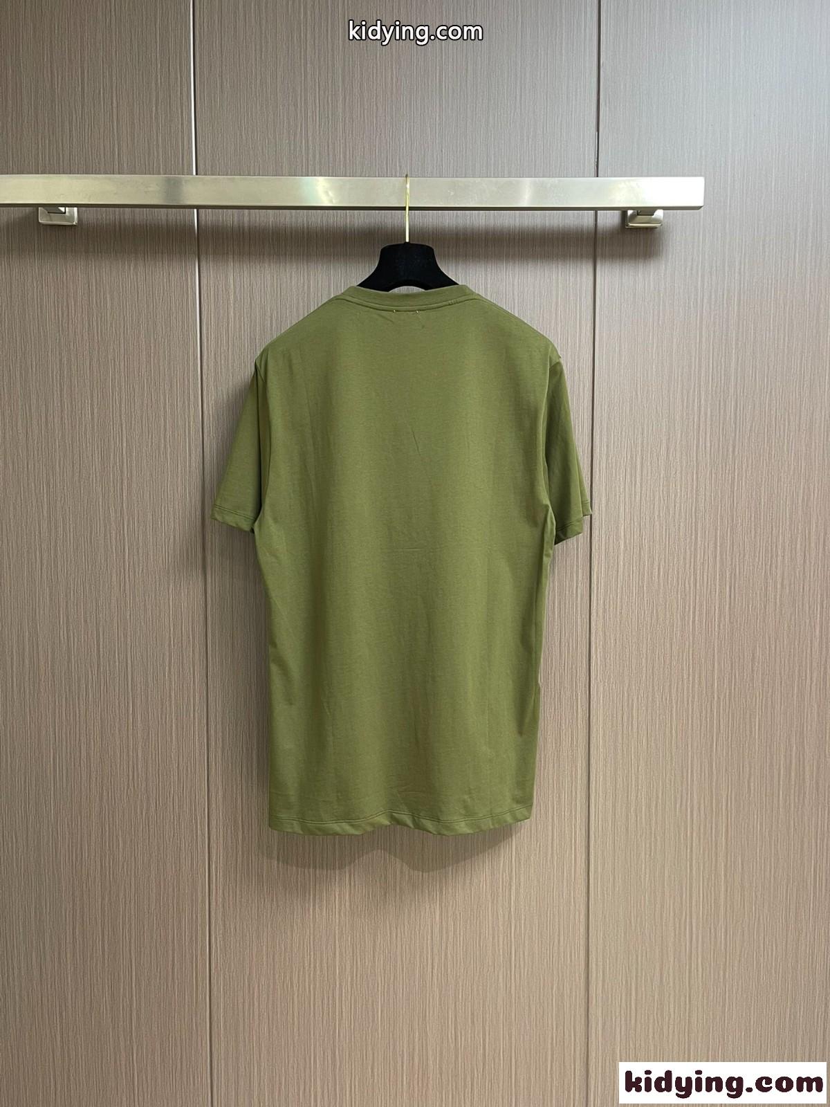 カジュアル おしゃれ クルーネック 半袖Tシャツ ロエベ Tシャツ コピー コットン グリーン-0