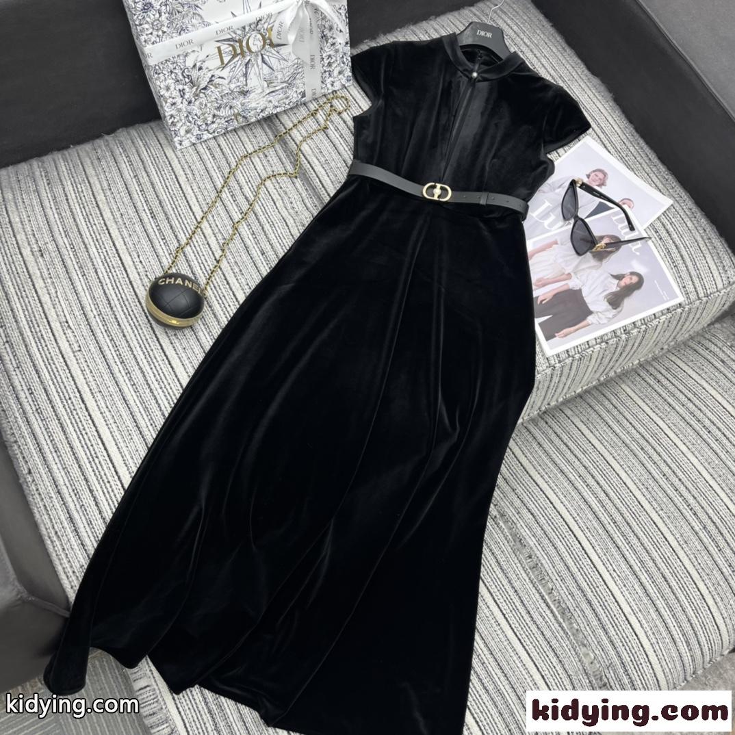 人気新作 ディオールスカートコピー ワンピース 高級感 レディース 優雅 半袖 ファッション感 ブラック-0