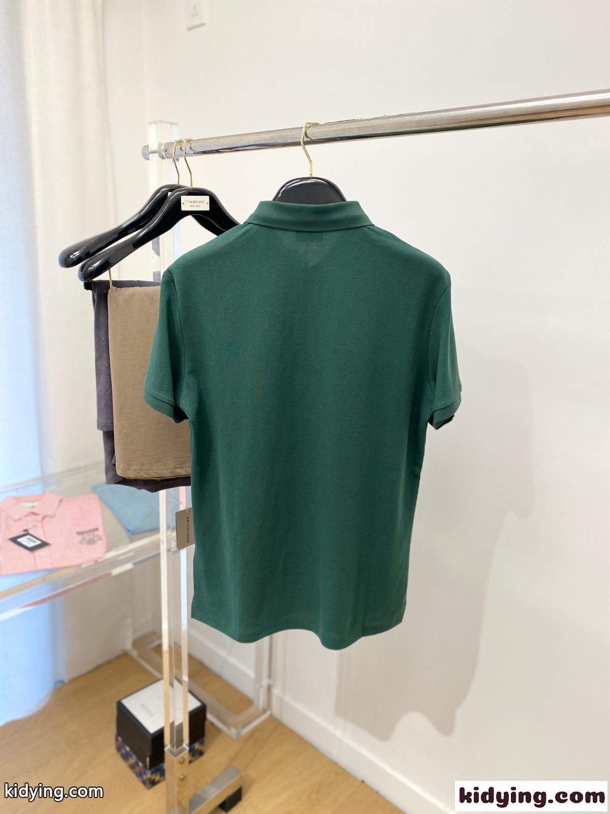 シンプル カジュアル ロゴ アルマーニ 半袖Tシャツ コピー コットン ポロシャツ グリーン-4