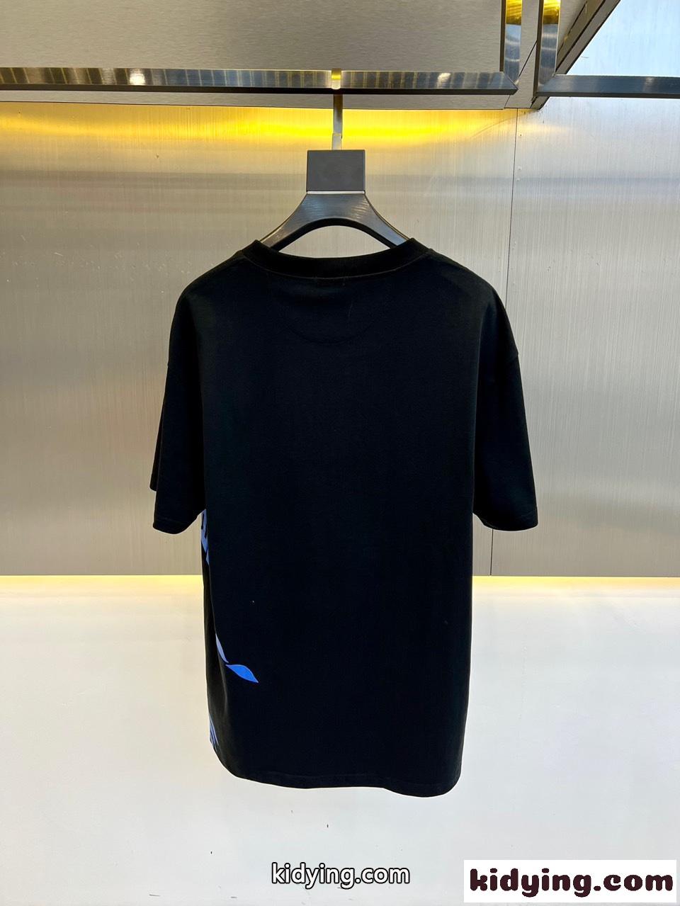 お洒落 プリント バーバリー Tシャツ コピー クルーネック 半袖Tシャツ ブラック-4