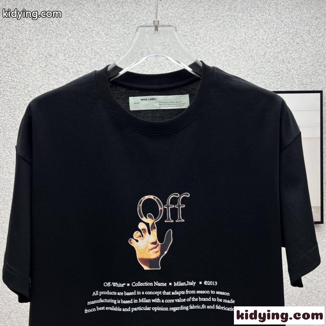 カジュアル プリント コットン 半袖Tシャツ オフホワイト tシャツ コピー 半袖 トップス ブラック-0