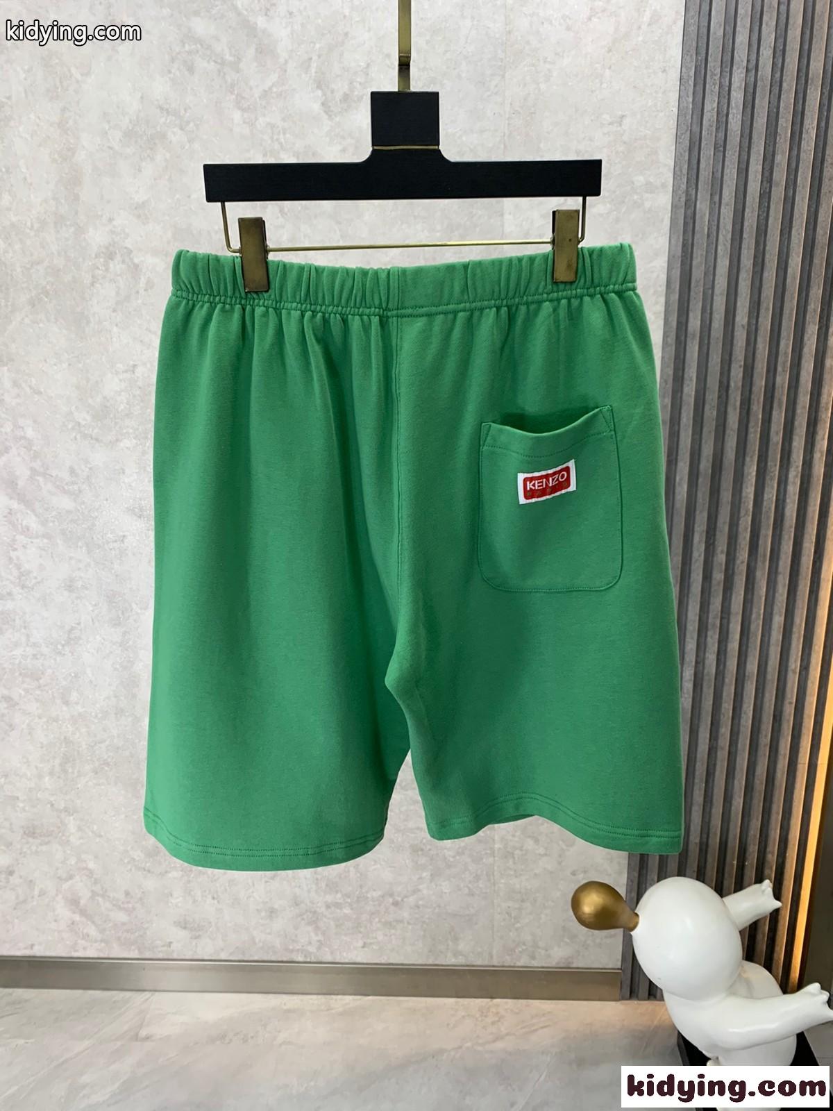 KENZO フリース ショーツ ケンゾー パンツ コピー ロゴ カジュアル グリーン-0