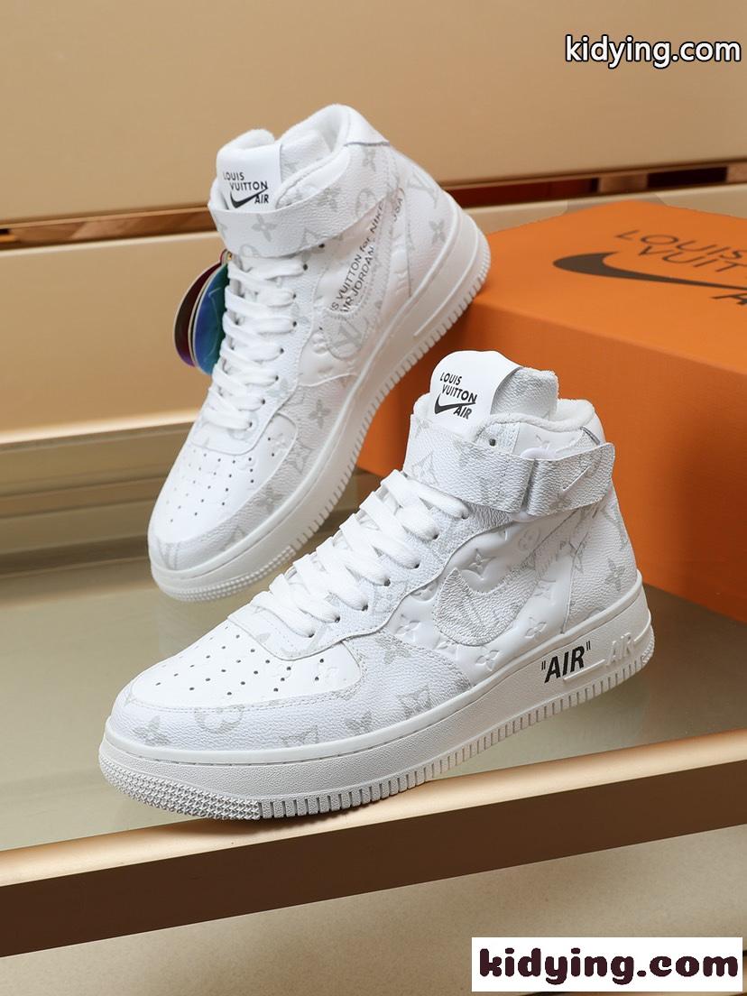 Louis Vuitton x OFF-WHITE x Nike ハイカットカジュアル おしゃれ オフホワイト スニーカー コピー 高級感 人気-2